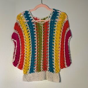 Multicolor Crochet Women's See Through Top